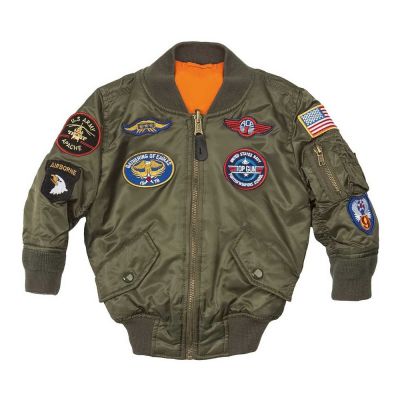 Фото детской летной куртки с нашивками Boys MA-1 Flight Jacket with Patches