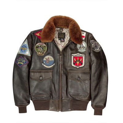 Картинка летной кожаной куртки Cockpit USA Top Gun Navy G-1