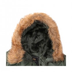 Куртка N-3B Parka оливкового цвета вид капюшона