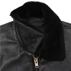 Фото воротника на куртке G-1 Leather Jacket, цвет черный