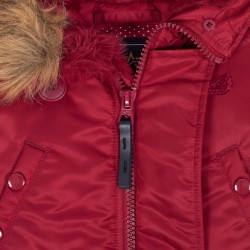 Фото молнии на детской куртке Аляска Youth N-3B Parka, цвет красный