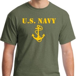 Фото футболки ВМС США U.S. Navy Vintage Emblem Tee, цвет оливковый