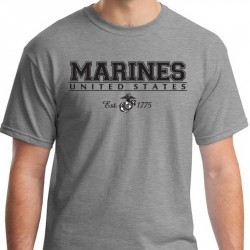 Фото футболки Морской Пехоты США United States Marines With Logo & Date Tee, цвет серый