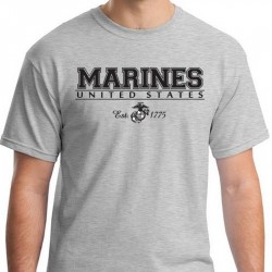 Фото футболки Морской Пехоты США United States Marines With Logo & Date Tee, цвет светло-серый