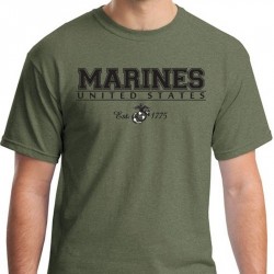 Фото футболки Морской Пехоты США United States Marines With Logo & Date Tee, цвет оливковый