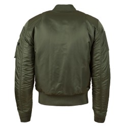 Фото летной куртки Alpha Industries MA-1 Flex Slim Flight Jacket, цвет 
оливковый, вид сзади