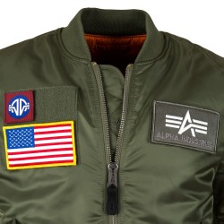 Фото зипера летной куртки Alpha Industries MA-1 Flex Slim Flight Jacket, цвет 
оливковый