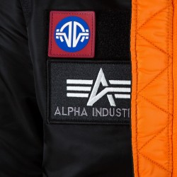 Фото нашивок летной куртки Alpha Industries MA-1 Flex Slim Flight Jacket, цвет 
черный
