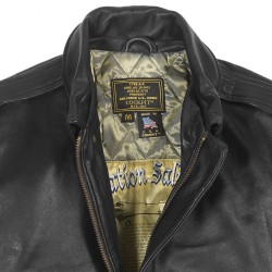 Фото летной кожаной куртки Cockpit Antique Lamb A-2 Jacket, цвет черный, 
детали воротника