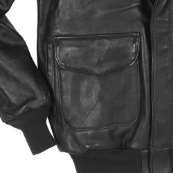 Фото летной кожаной куртки Cockpit Antique Lamb A-2 Jacket, цвет черный, 
детали кармана