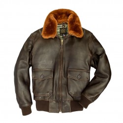Фото летной кожаной куртки Cockpit U.S. Navy Lambskin G-1 Flight Jacket цвет 
коричневый, вид спереди