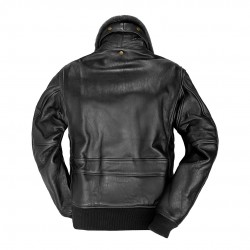 Фото летной кожаной куртки Cockpit U.S. Navy Lambskin G-1 Flight Jacket, цвет 
черный, вид сзади