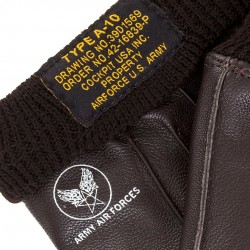 Фото нашивки кожаных перчаток A-10 Leather Gloves цвет коричневый