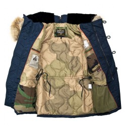 Фото куртки Аляска Cockpit N-3B Long Parka, цвет синий (Navy), вид подкладки