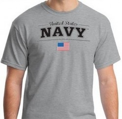 Картинка футболки United States Navy With Flag T-Shirt, цвет серый