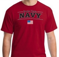 Картинка футболки United States Navy With Flag T-Shirt, цвет красный