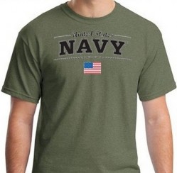 Картинка футболки United States Navy With Flag T-Shirt, цвет оливковый