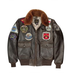 Летная кожаная куртка Cockpit USA Top Gun Navy G-1