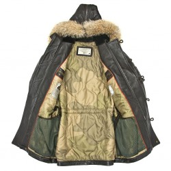 Фото кожаной куртки парки (Аляска) Cockpit USA Lambskin N3B в расстегнутом 
виде