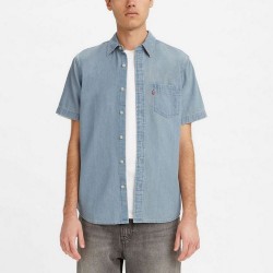 Мужская джинсовая рубашка с коротким рукавом Levis One Pocket - Stonewash