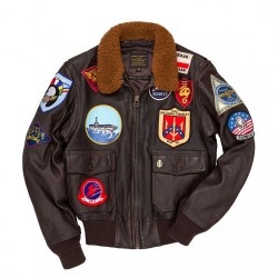 Кожаная лётная куртка Cockpit USA Movie Heroes Top Gun Navy G-1
