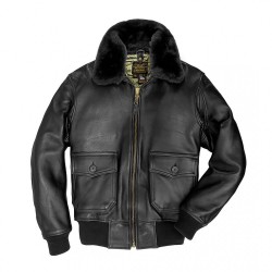 Лётная кожаная куртка Cockpit USA Lambskin U.S. Navy G-1 - чёрная