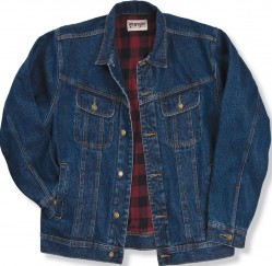 Джинсовая куртка на фланелевой подкладке Wrangler Rugged Wear - синяя (Antique Navy)