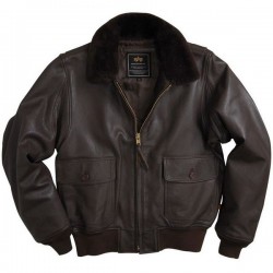 Лётная кожаная куртка Alpha Industries Navy G-1 - Brown