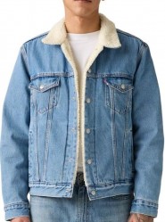 Mens The Trucker Sherpa Jacket - Light Stonewash