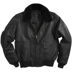 Лётная кожаная куртка Alpha Industries G-1 - Black