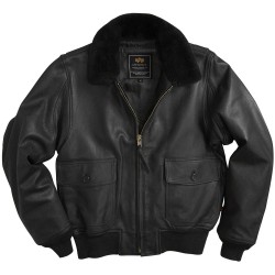 Фото куртки G-1 Leather Jacket, цвет черный, вид спереди